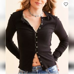 Free People We the Free It’s on Cardi Long Sleeve Top Small